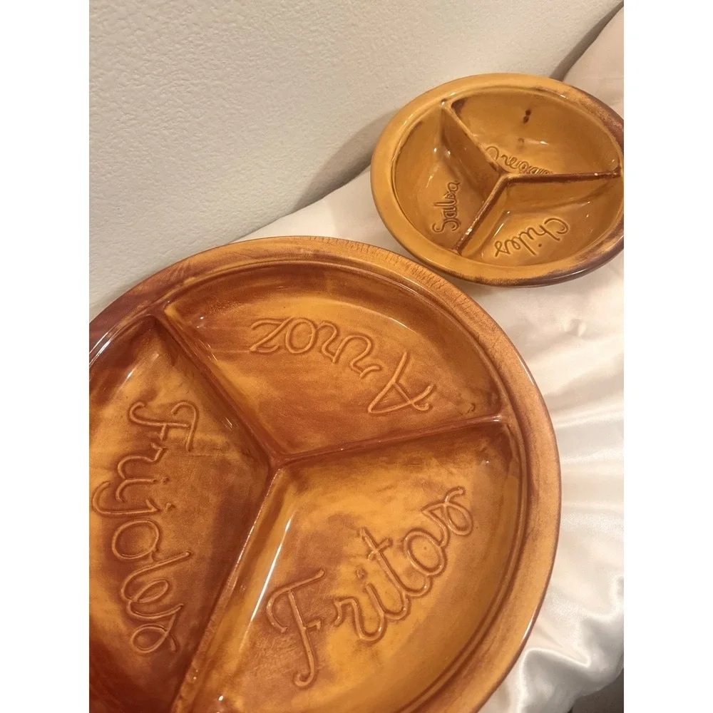 Vintage California Originals Pottery Calif USA PA3 PA4 Divided Serving Dish‎ MCM